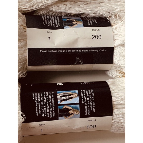 4 Skeins Tahki Tubular Nett Yarn/Fabric Celeste S Charles White Metallic New - Picture 8 of 10